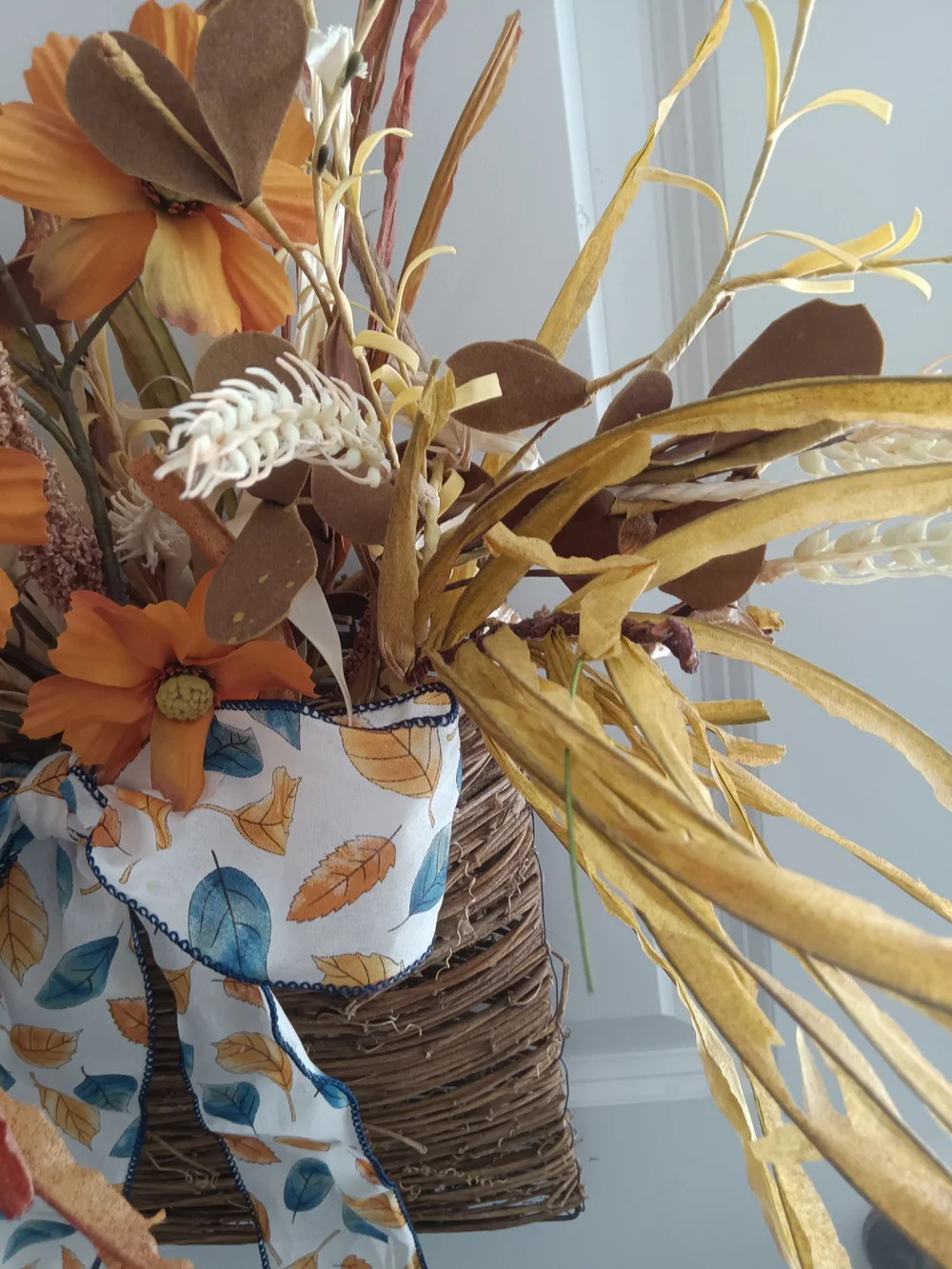 Autumn Orange Floral Hanging Basket by